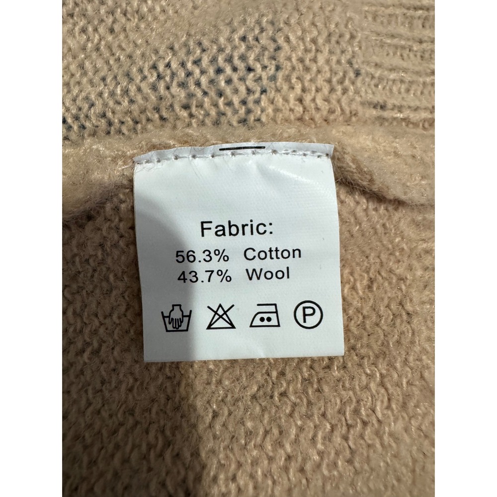 Women Wool Cotton Sweater L Oversized Polar Bear Knitting Graphic Novelty Orange - Picture 6 of 12